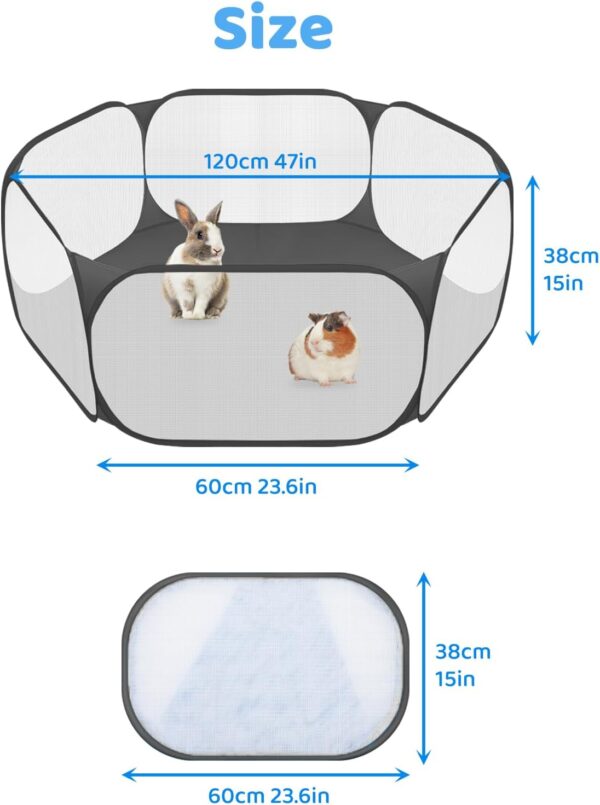 Small Animals C&C Cage Tent, Breathable & Transparent Pet Playpen Pop Open Outdoor/Indoor Exercise Fence, Portable Yard Fence for Guinea Pig, Rabbits, Hamster, Chinchillas and Hedgehogs (Black) - Image 5