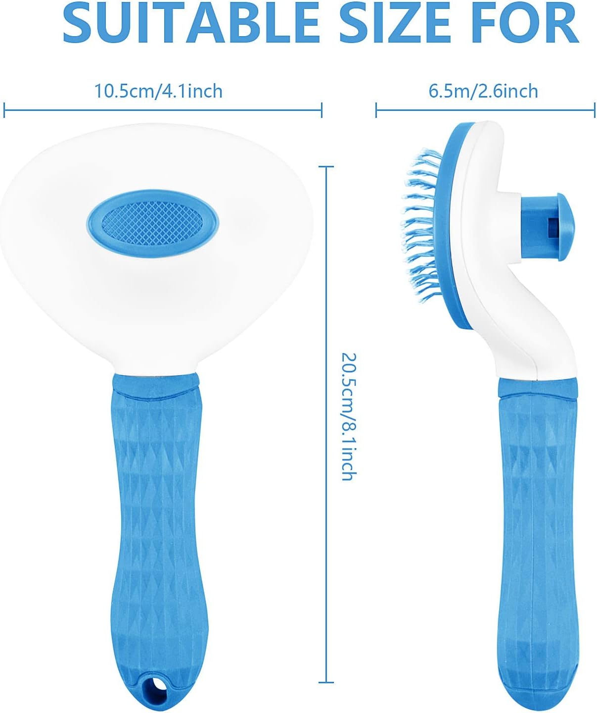 Moseem Cat/Dog Brush, Cat Grooming Brush for Shedding Cat Comb Pet Brush, Cat Hair Brush with Cleaning Button, Cat Brush for Short/Long Haired Cats,Removes Loose Undercoat,Tangled Hair(Blue) - Image 4