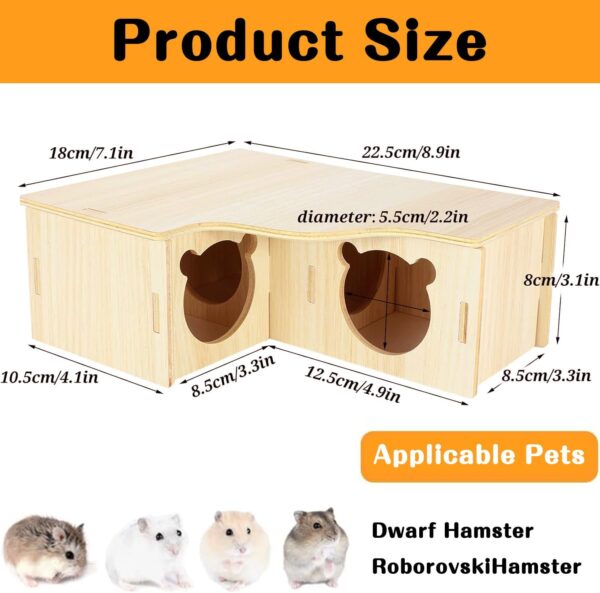 Wooden Hamster House, Corner House Hamster Hideout Cage Guinea Pig House Hamster Accessories Decor for Syrian Hamsters Dwarf Hamster Gerbil Degus Rat - Image 2
