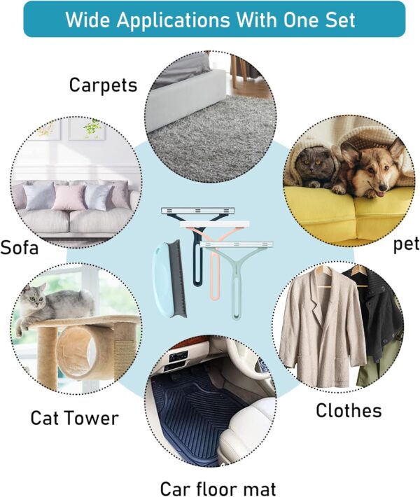 DINGFENG 4 Pieces Carpet Rake For Pet Hair Removal, Removal Dog Hair Carpet Scraper, Silicone Cat Hair Fluff Cleaning Tool, Portable Carpet Comb Rake For Cleaning Sofa Dust Carpet Furniture Lint - Image 7