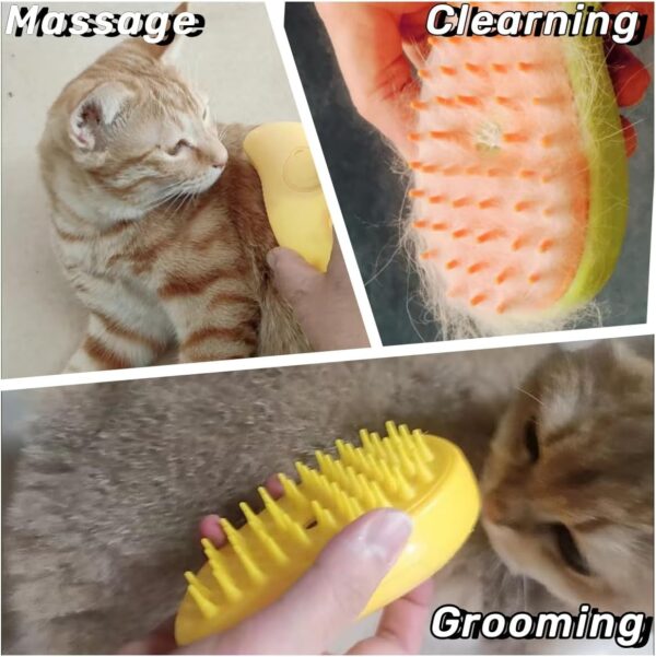 MOUOGO Pet Steam Brush, Pet Hair Removal Brush for Small Dog and Cats, Pet Cleaning Brush, Pet Massage Brush, Cat Hair Remover Brush - Image 2