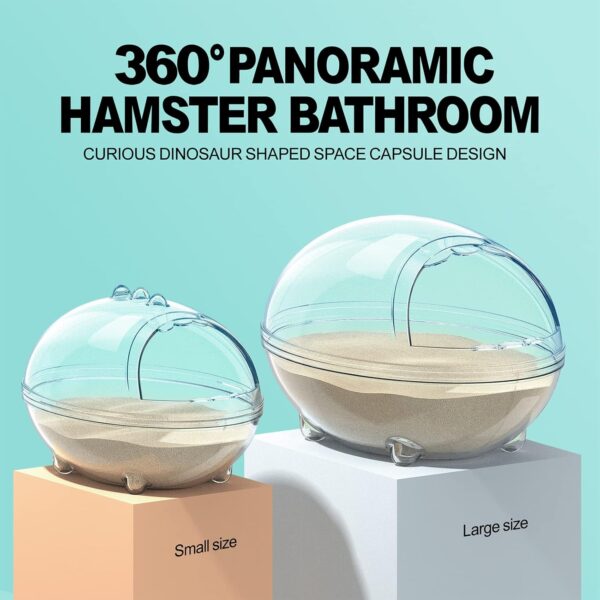 LazySusan Hamster Bathroom,Hamster Bathtub Box,dust Bath for Hamster,Hamster Sand Bath Container,Hamster Bath,Hamster Bathing Bowl,Transparent beds,Bathtub Toilet for cage Accessories (S 5.3*3.8*3.3") - Image 5
