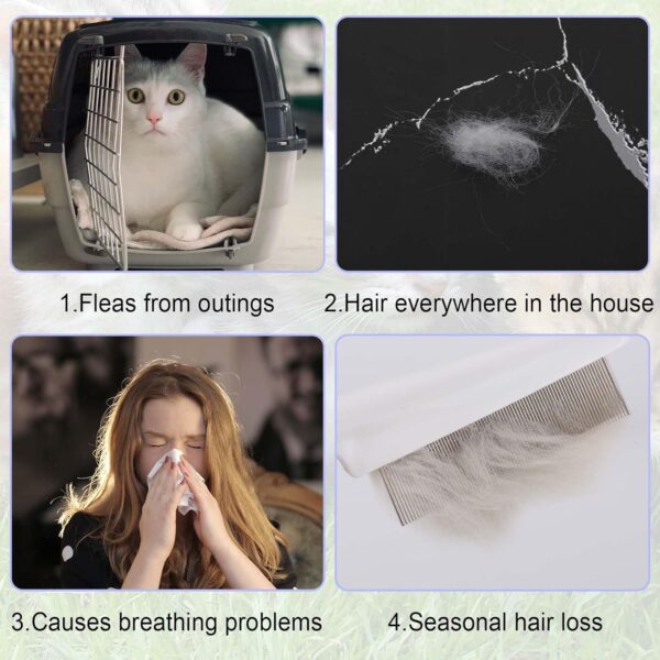 4pcs Pet Grooming Comb Kit, Magic Pet Comb Fine Tooth Pet Comb Multifunctional Flea Comb for Cats and Dogs Pet Hair Comb Tear Stain Removal for Pet Cleaning Shedding Hair & Fur - Image 7