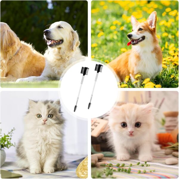 2 Pcs Dog Tear Comb Tear Stain Remover Comb Double-Head Dog Eye Brush Dog Eye Cleaning Comb Dog Eye Comb Brush Pets Grooming Comb Double-Sided for Dogs Cats (White) - Image 7