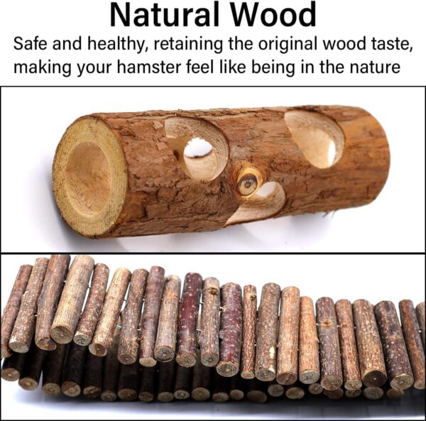 huahuo Hamster Suspension Bridge Toy Wooden Hamster Tunnel Tube Natural Bendable Living Ladder for Hamsters Climb Exercise Chew - Image 3