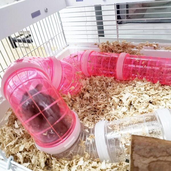 Xiuyer Hamster Tubes, 3 Set DIY Hamster External Connection Tunnel Transparent Adventure External Pipe Kit Creative Tunnel Track Rat Toy Accessories for Small Pet Sports Cage (Pink, Blue, white) - Image 7