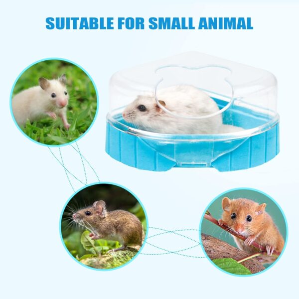 Episkey Hamster Sand Bathroom Set, Gerbil Sand Bath Syrian Hamster Toilet Small Animal Bathtub with Sand Shovel and Mini Broom Set for Gerbil Dwarf Hamster and Small Rodent (Blue) - Image 5