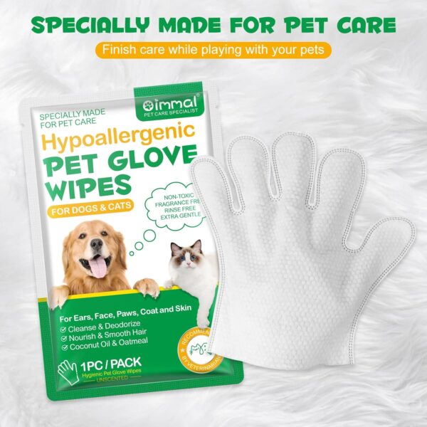 Pet Grooming Gloves Wipes, Hygienic Wipes for Dogs & Cats, Cleaning & Deodorizing Pet Bathing Wipes, No Rinse Puppy Extra Thick Paw Wipes, Dog Cleaning Gloves for Butt, & Body (6PCS-Grooming Wipes) - Image 4