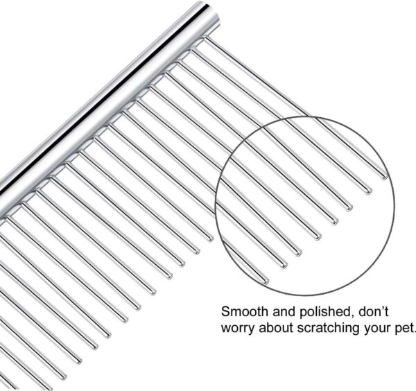 Yalbdopo Pet Grooming Comb, 3 Size Stainless Steel Row Teeth Brush Hair Cleaning/Shedding/Massaging Metal Pet Comb Tool for Large, Medium & Small Dogs & Cats with Tangled Short/Long Hair - Image 3