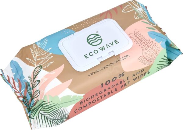 Eco Wave Pet Wipes, 100% Biodegradable and Compostable Dog and Cat Cleansing Wipes with Aloe Vera, 100 Fragrance Free Eco-Friendly Pet Safe Wipes, Quickly Remove Dirt, Mess and Odours (20 x 20cm) - Image 4