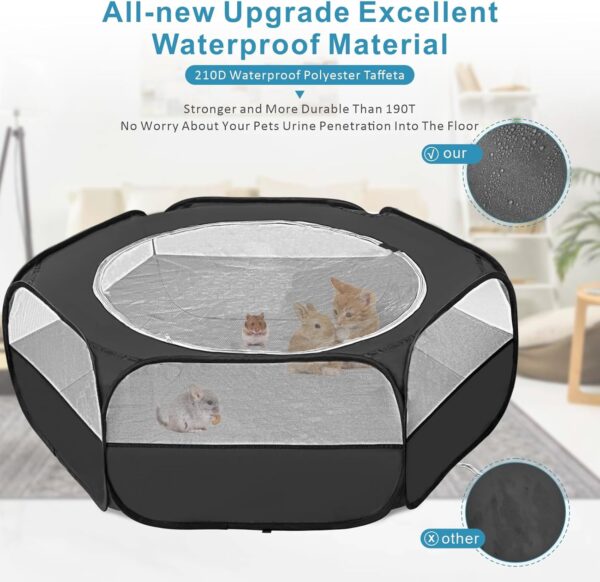 XIRGS Small Animal Playpen, Waterproof Small Pet Cage Tent Portable Outdoor Exercise Yard Fence with Top Cover Anti Escape Yard Fence for Hamster/Kitten/Cat/Rabbits/Bunny/Guinea Pig/Puppy/Chinchillas - Image 2