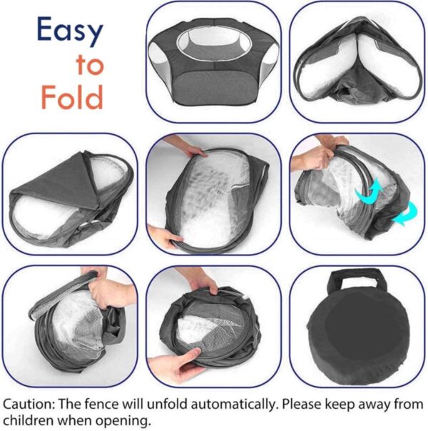 Yoicn Lth Small Animal Playpen Waterproof Rabbits Cage Tent Portable Outdoor Exercise Yard Fence Top Cover Anti Escape with Seesaw grass ball for Puppy Kitten Hamster Chinchillas Guinea Pig 3 PCS - Image 4