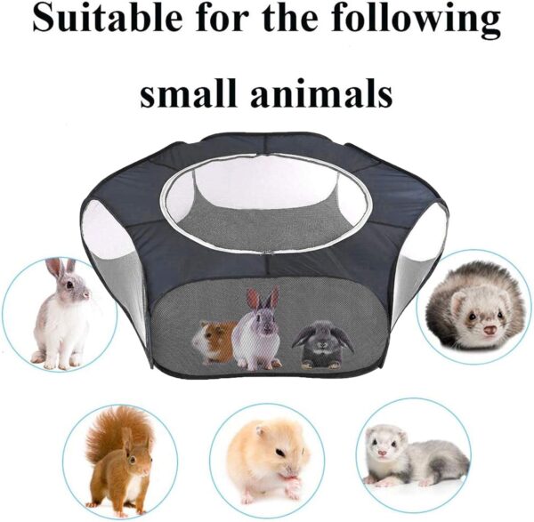 Yoicn Lth Small Animal Playpen Waterproof Rabbits Cage Tent Portable Outdoor Exercise Yard Fence Top Cover Anti Escape with Seesaw grass ball for Puppy Kitten Hamster Chinchillas Guinea Pig 3 PCS - Image 5