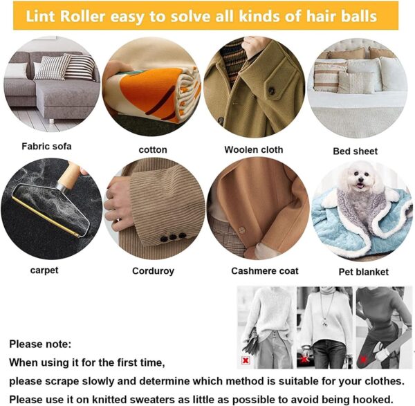 Lint Remover on Carpet Portable Pet Hair Remover,Reusable Lint Fabric Shaver Carpet Roller Scraper,For Carpet,Fabric Sofas,Beds, Furniture,Clothes Cat Dog Hair Removal Cleaning Professional Tools - Image 4