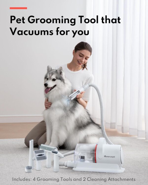 HomeRunPet Ultra Quiet Pet Vacuum, Suction 99% pet Hair, 6 Tool Grooming Kit, Anti Shedding, 1.85L Dust Cup, Home Grooming & Cleaning for Dogs, Cats, Others - Image 6