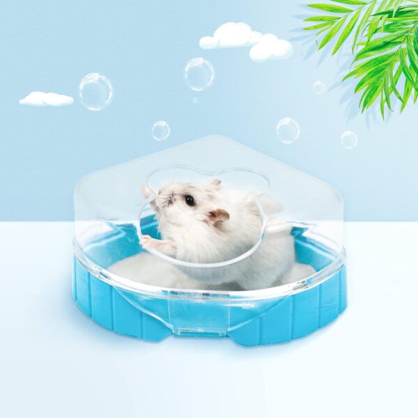 Episkey Hamster Sand Bathroom Set, Gerbil Sand Bath Syrian Hamster Toilet Small Animal Bathtub with Sand Shovel and Mini Broom Set for Gerbil Dwarf Hamster and Small Rodent (Blue) - Image 7