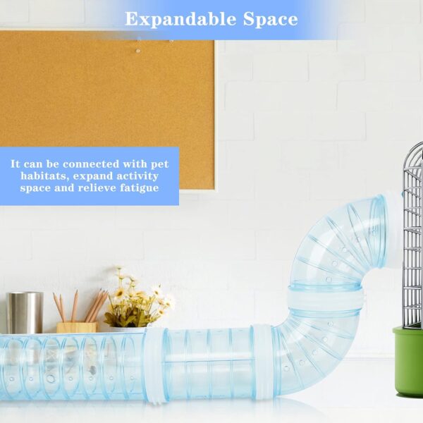 TOOSII 4PCS Hamster Tubes, DIY Hamster Toys Hamster Cage & Accessories Mouse Plastic Tube Toy for DIY Mouse Hamster Fun Small Animals Cage(Blue) - Image 5
