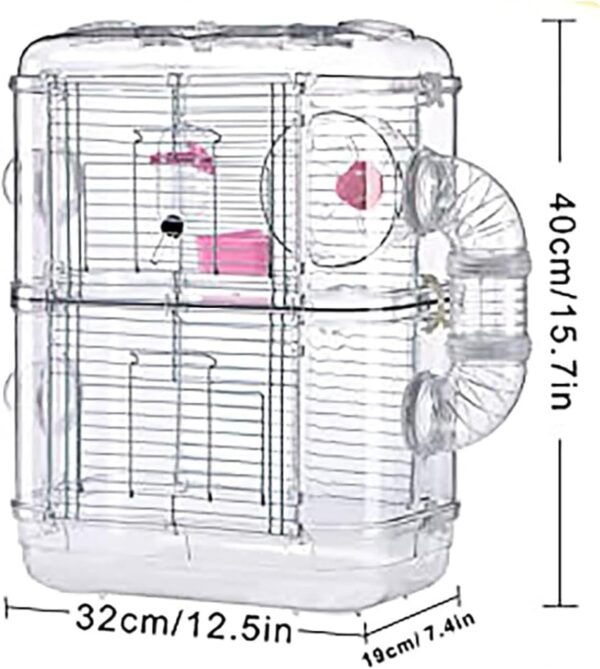 Hamster Cages, Transparent Hamsters Cages and Habitats Gerbils Hamster Cages and Habitats, 2-Tiers Transparent Acrylic Pet Mouse Cage for Hamsters Mice Gerbils & Similar Small Animals - Image 2
