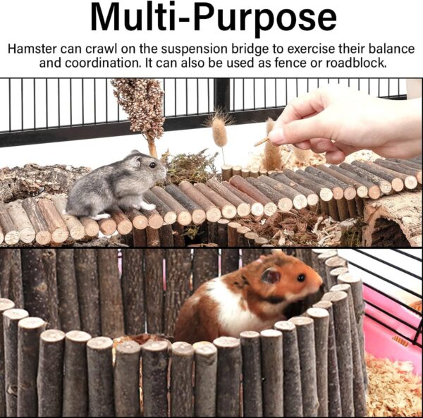 huahuo Hamster Suspension Bridge Toy Wooden Hamster Tunnel Tube Natural Bendable Living Ladder for Hamsters Climb Exercise Chew - Image 6