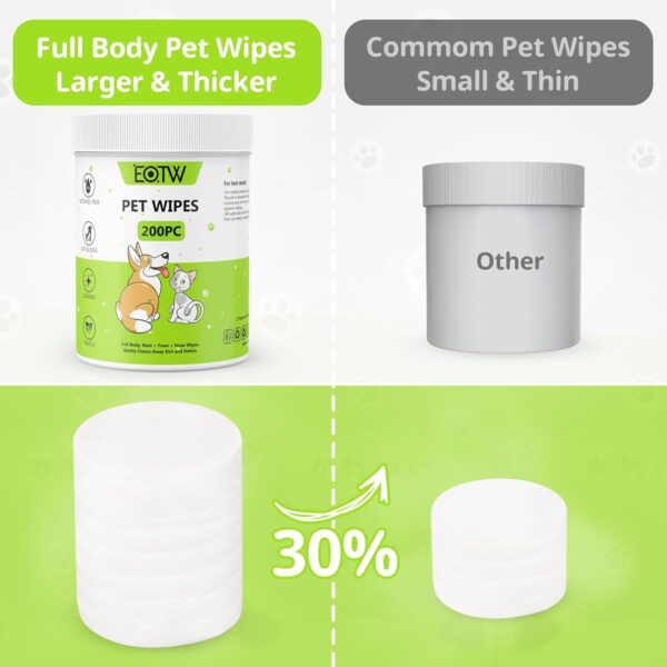 EOTW 200 Dog Wipes, Pet Wipes for Dogs Cats Puppies All Purpose Cleaning Face, Ears, Body, Eye Area, Bum & Paws, Alcohol Free Thick Plant Based Grooming Wipes - Image 3