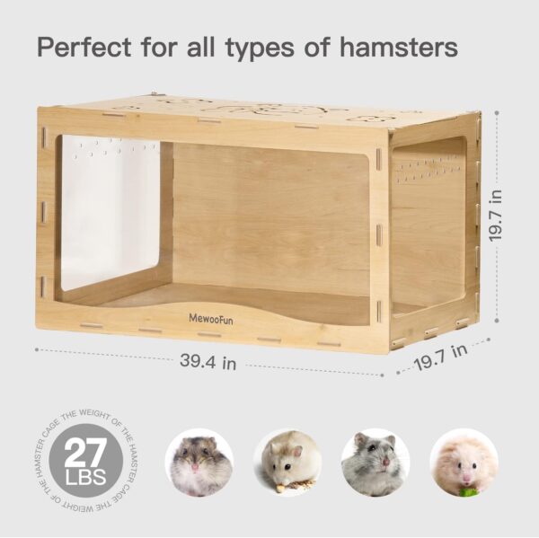 MEWOOFUN Wooden Hamster Cage Large for Syrians Hamster, Dwarf Hamster, Guinea Pig and Chinchilla - 100x50x50cm Hamster Cages Transparent Small Animals Cage (No Front Door) - Image 7
