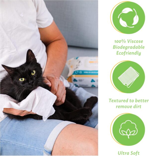 FIRSTPAW Pet, Puppy, Cat and Dog Wipes, Hypoallergenic Pet Wipes, 100 pcs Easy Cleaning Dog Wipes for Bum, Body, Paws, Eyes and Ears, 100% Viscose Biodegradable Dog Grooming Wipes with Aloe Vera - Image 3