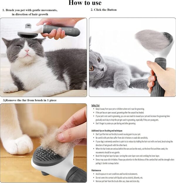 Leash Dog Brush, Self Cleaning Slicker Brush for Dogs, Cat, Pet Grooming Brush with Cleaning Button for Cats Dogs Quick Cleaning Tools Cat Dog Shedding Brush (Blue) - Image 9