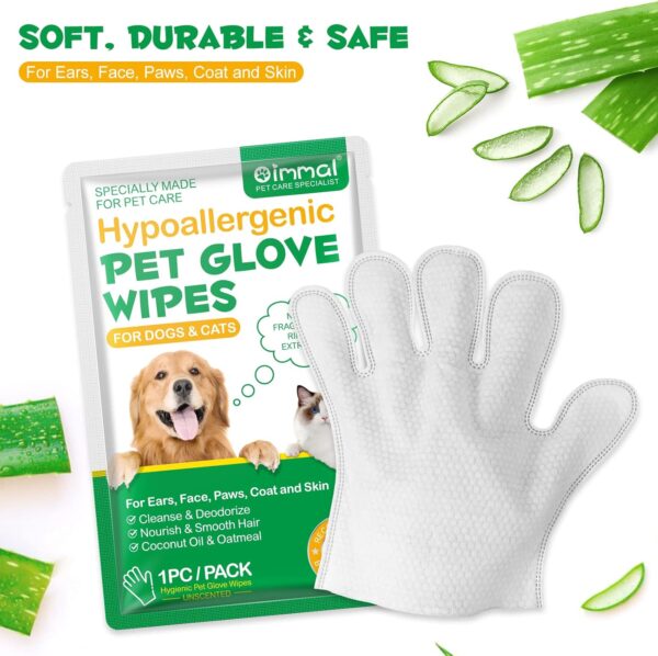 Pet Grooming Gloves Wipes, Hygienic Wipes for Dogs & Cats, Cleaning & Deodorizing Pet Bathing Wipes, No Rinse Puppy Extra Thick Paw Wipes, Dog Cleaning Gloves for Butt, & Body (6PCS-Grooming Wipes) - Image 7