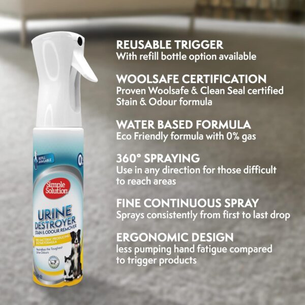 Simple Solution New Spray Technology Refill Urine Destroyer, Pet Stain and Odour Remover with Pro-bacteria Cleaning Power - 400ml - Image 3