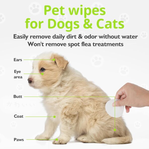 EOTW 200 Dog Wipes, Pet Wipes for Dogs Cats Puppies All Purpose Cleaning Face, Ears, Body, Eye Area, Bum & Paws, Alcohol Free Thick Plant Based Grooming Wipes - Image 4