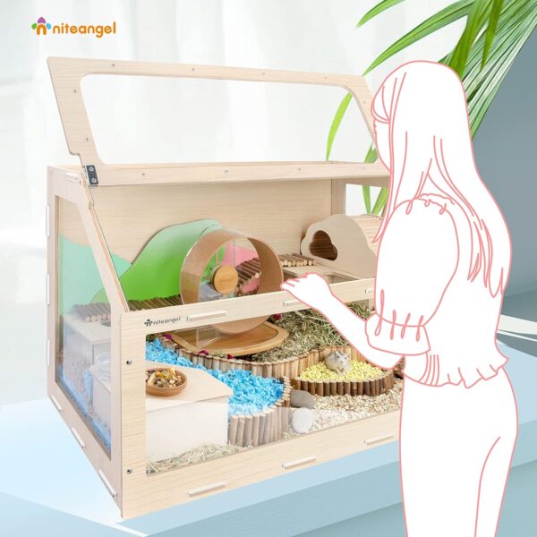 Niteangel Vista Hamster Cage W/Oblique Opening Cage Door - MDF Aspen Small Animal Cage for Syrian Dwarf Hamsters Degus Mice or Other Similar-Sized Pets (Small - 32.9 x 17.2 x 21.1 inches) - Image 4