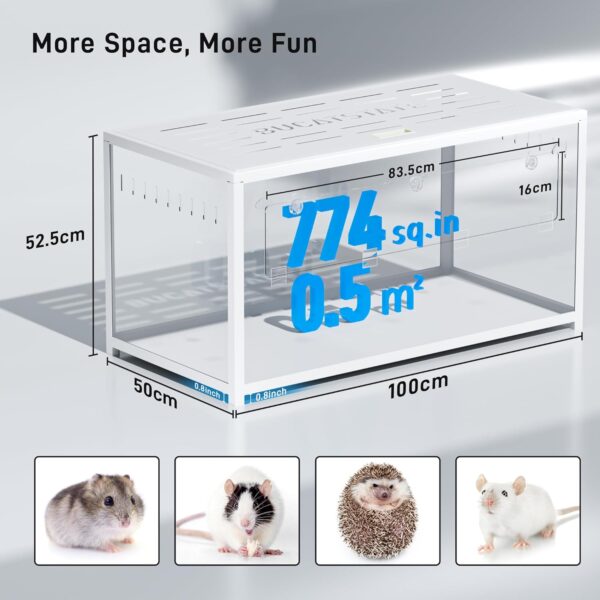 BUCATSTATE Hamster Cage Metal 2.0 - Small Animal Habitats Large Stackable with Deep Burrow Easy Install 100 * 50 * 52.5cm for Dwarf Syrian Hamster, Guinea Pig, Gerbil, Reptiles - Image 2