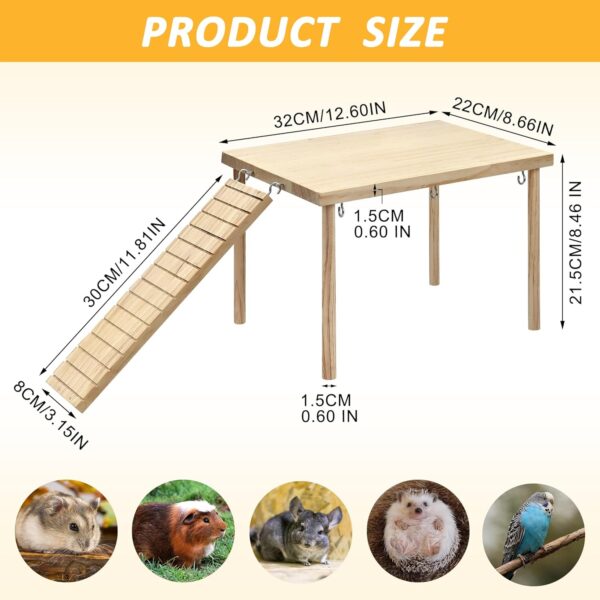 Guinea Pig Hideout, Natural Wooden Living Shelter with Stairs, Durable Guinea Pig Bed, Guinea Pigs Platform for Small Guinea Pig Chinchilla Hamster Ferrets Hiding Sleeping＆Small Animal - Image 2