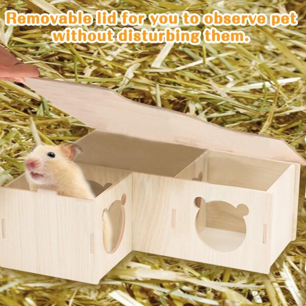 Wooden Hamster House, Corner House Hamster Hideout Cage Guinea Pig House Hamster Accessories Decor for Syrian Hamsters Dwarf Hamster Gerbil Degus Rat - Image 6