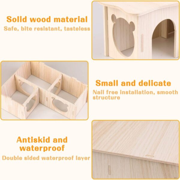 Wooden Hamster House, Corner House Hamster Hideout Cage Guinea Pig House Hamster Accessories Decor for Syrian Hamsters Dwarf Hamster Gerbil Degus Rat - Image 4