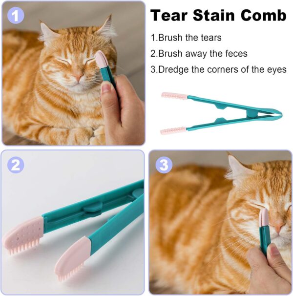 4pcs Pet Grooming Comb Kit, Magic Pet Comb Fine Tooth Pet Comb Multifunctional Flea Comb for Cats and Dogs Pet Hair Comb Tear Stain Removal for Pet Cleaning Shedding Hair & Fur - Image 5