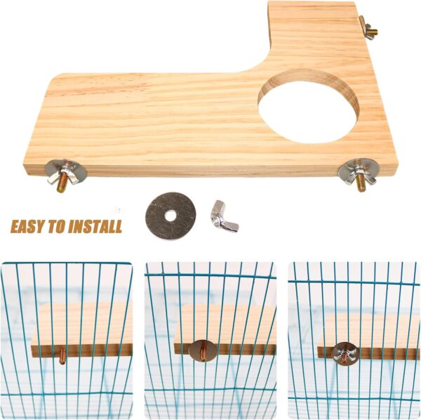 Episkey 4 Pcs Hamster Wooden Platform Set, L-Shaped Large Platform with Holes Natural Wood Parrot Round Standing Board Gerbil Chinchilla Pedal Small Animal Activity Playground Bird Cage Accessories - Image 5