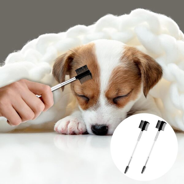 2 Pcs Dog Tear Comb Tear Stain Remover Comb Double-Head Dog Eye Brush Dog Eye Cleaning Comb Dog Eye Comb Brush Pets Grooming Comb Double-Sided for Dogs Cats (White) - Image 6