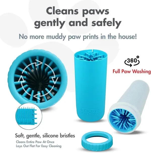 Dexas MudBuster Portable Dog Paw Cleaner, Blue Large Paw Cleaner for Dogs, Premium Quality Pet Supplies and Dog Accessories - Image 2