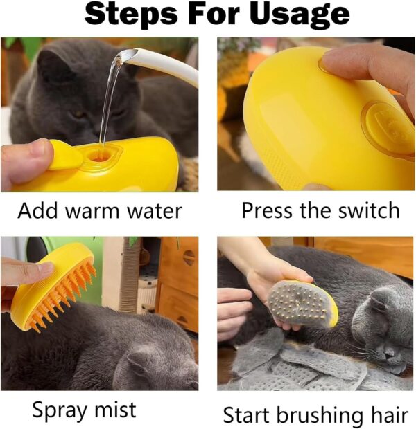 Pet Spray Massage Comb Anti Flying Hair Spray Massage Brush Massage Bath Brush Three In One Cat Steam Brush Self Cleaning Steam Cat Brush Pet Hair Removal Comb Beauty Brush Cat Dog Hair Cleaning - Image 5