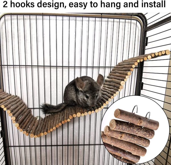 huahuo Hamster Suspension Bridge Toy Wooden Hamster Tunnel Tube Natural Bendable Living Ladder for Hamsters Climb Exercise Chew - Image 5