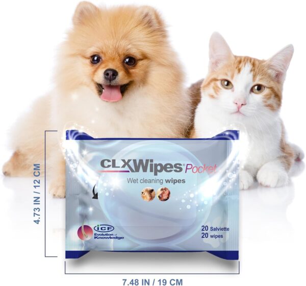 ICF CLX Pet, Puppy, Cat and Dog Wipes - Antibacterial Antiseptic and Antifungal Grooming and Cleaning Wipes for Paw Ear Tushie Face and Bums - 20 Wipes - Image 9