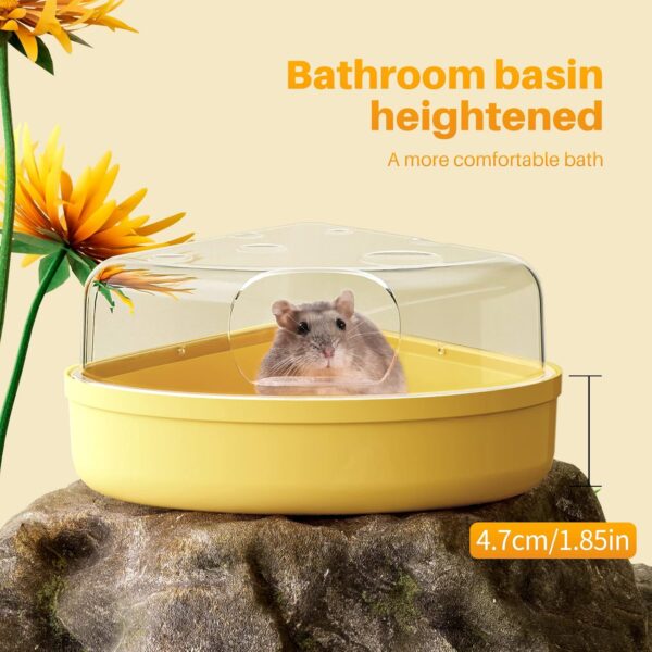 BUCATSTATE Hamster Sand Bath Box - Transparent Critter's Litter Box Sand Bath Shower Room & Digging Container Heighten Version for Guinea Pig Mice Gerbils or Other Small Pets (Small,Yellow) - Image 4