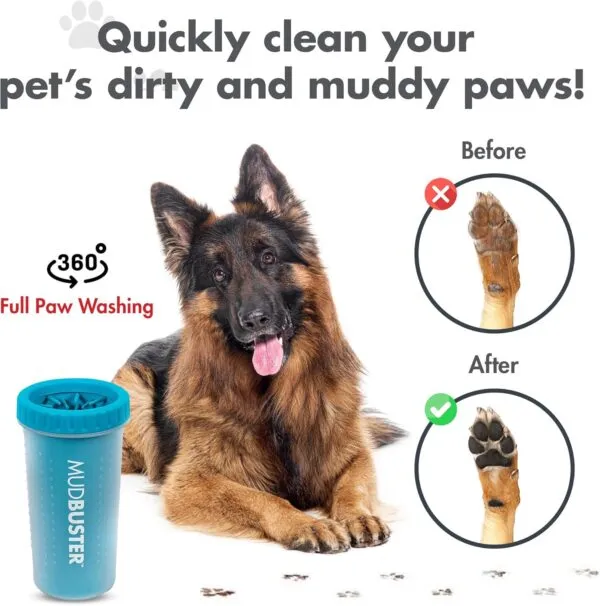 Dexas MudBuster Portable Dog Paw Cleaner, Blue Large Paw Cleaner for Dogs, Premium Quality Pet Supplies and Dog Accessories - Image 4