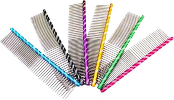 Anigood PET Grooming Comb Metal Double Row Teeth Colourful Handle Brush For Dogs Cats Fur Firm Grip| Professional Deshedding Dematting Pet Supplies (Purple) - Image 6