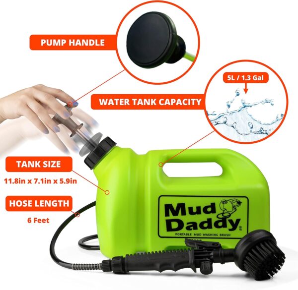 Mud Daddy Portable Pet Washing Device | Muddy Walks | Pet Cleaning | Grooming | 5 Litre - Green - Image 4