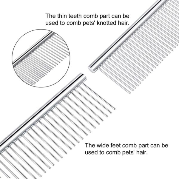 Yalbdopo Pet Grooming Comb, 3 Size Stainless Steel Row Teeth Brush Hair Cleaning/Shedding/Massaging Metal Pet Comb Tool for Large, Medium & Small Dogs & Cats with Tangled Short/Long Hair - Image 4