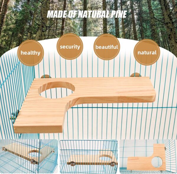 Episkey 4 Pcs Hamster Wooden Platform Set, L-Shaped Large Platform with Holes Natural Wood Parrot Round Standing Board Gerbil Chinchilla Pedal Small Animal Activity Playground Bird Cage Accessories - Image 4