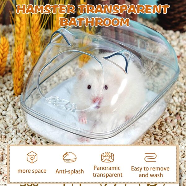 Hamster Sand Bath Container Small Pet Bathtub Sauna Toilet Washroom Box with Shovel Small Animal Bathroom for Syrian Gerbil Dwarf Guinea Pig Rat Mice (Large) - Image 3