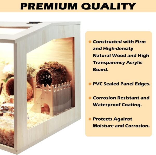 Prolee Hamster Cage Wooden 32 Inch Mice and Rat Habitat Openable Top with Acrylic Sheets Solid Built - Image 4